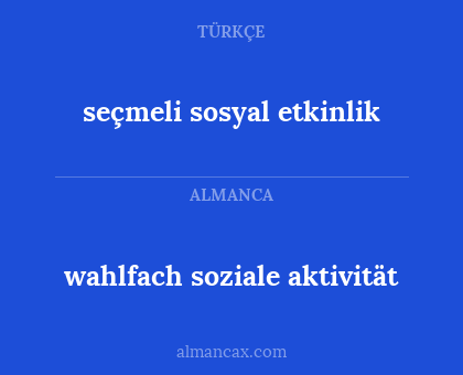 wahlfach soziale aktivität - seçmeli sosyal etkinlik