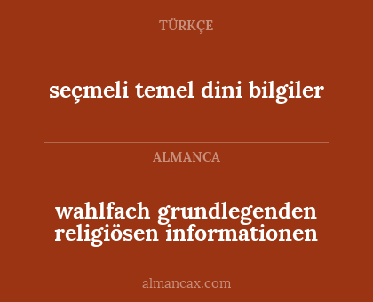 wahlfach grundlegenden religiösen informationen - seçmeli temel dini bilgiler