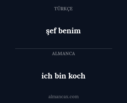 ich bin koch - şef benim