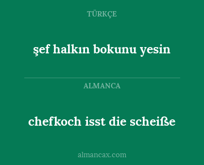 şef halkın bokunu yesin - chefkoch isst die scheiße