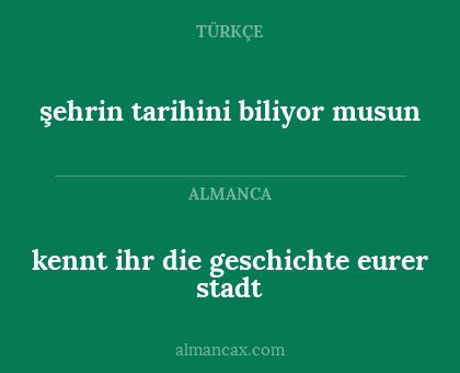 kennt ihr die geschichte eurer stadt - şehrin tarihini biliyor musun