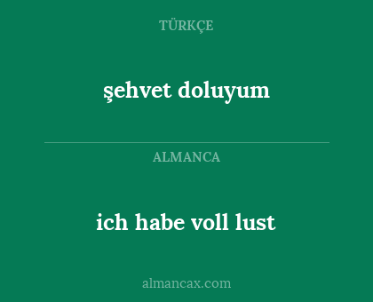 ich habe voll lust - şehvet doluyum