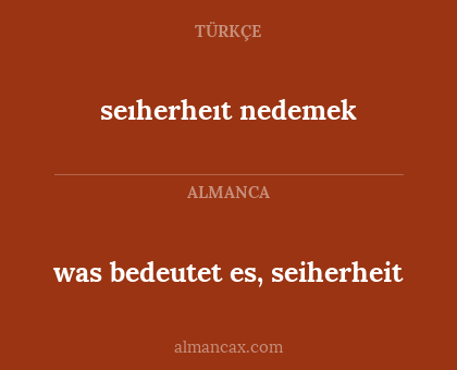 seıherheıt nedemek - was bedeutet es, seiherheit