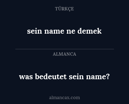 sein name ne demek - was bedeutet sein name?