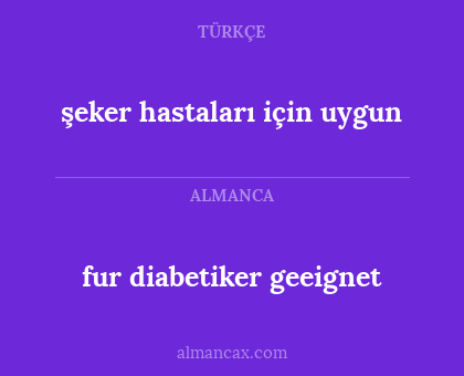 şeker hastaları için uygun - fur diabetiker geeignet