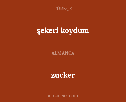 zucker - şekeri koydum