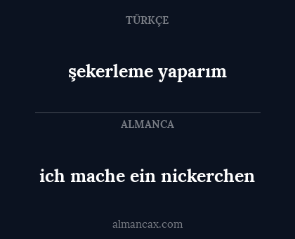 ich mache ein nickerchen - şekerleme yaparım