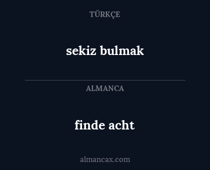 sekiz bulmak - finde acht