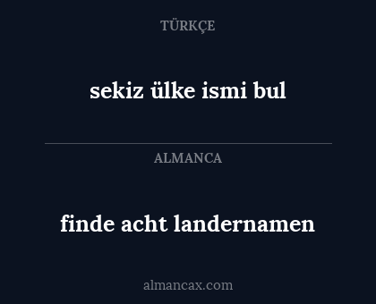 sekiz ülke ismi bul - finde acht landernamen