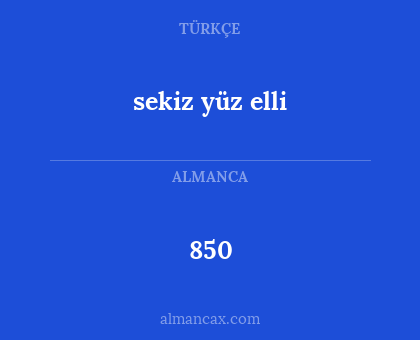 850 - sekiz yüz elli