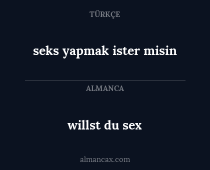 willst du sex - seks yapmak ister misin