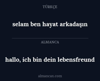 hallo, ich bin dein lebensfreund - selam ben hayat arkadaşın