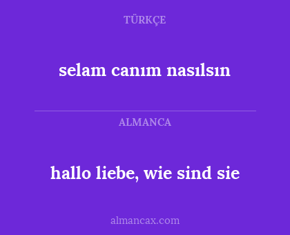 hallo liebe, wie sind sie - selam canım nasılsın