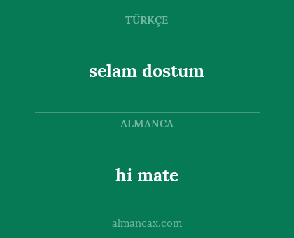 hi mate - selam dostum