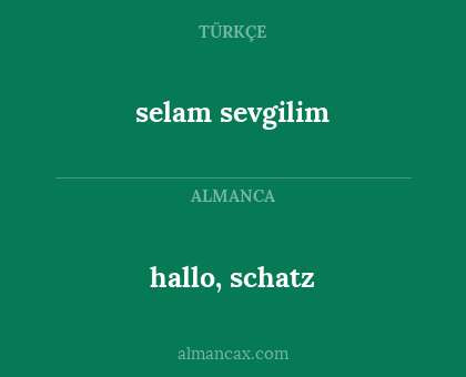 hallo, schatz - selam sevgilim