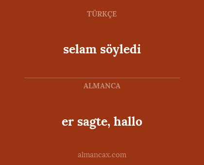 er sagte, hallo - selam söyledi