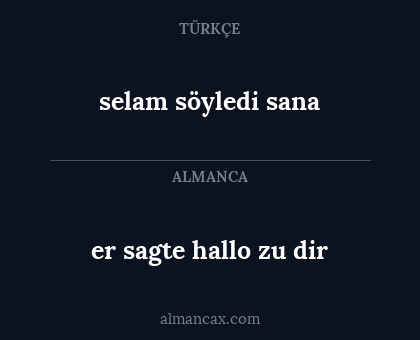 er sagte hallo zu dir - selam söyledi sana