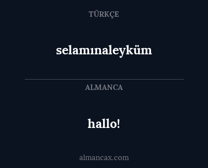 selamınaleyküm - hallo!