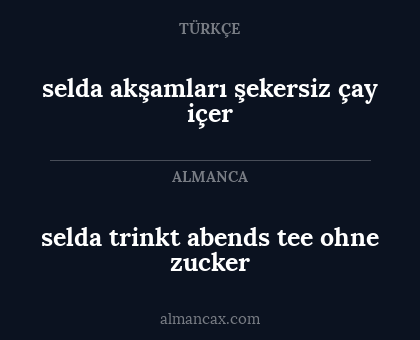 selda trinkt abends tee ohne zucker - selda akşamları şekersiz çay içer