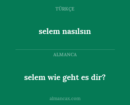 selem wie geht es dir? - selem nasılsın