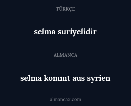 selma kommt aus syrien - selma suriyelidir