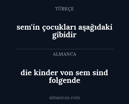 die kinder von sem sind folgende - sem'in çocukları aşağıdaki gibidir
