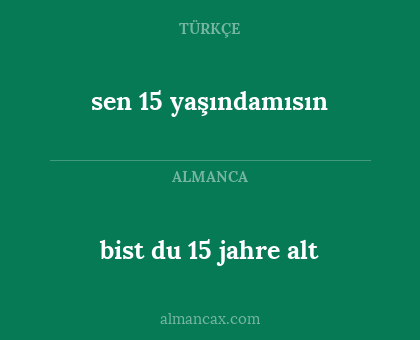 bist du 15 jahre alt - sen 15 yaşındamısın