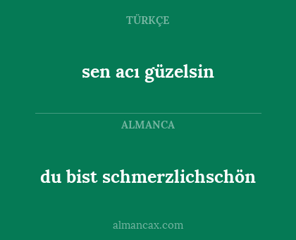 du bist schmerzlichschön - sen acı güzelsin