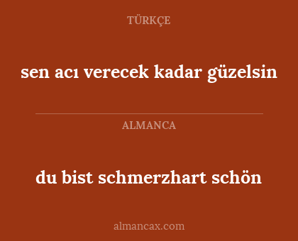 sen acı verecek kadar güzelsin - du bist schmerzhart schön