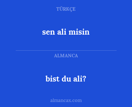 bist du ali? - sen ali misin