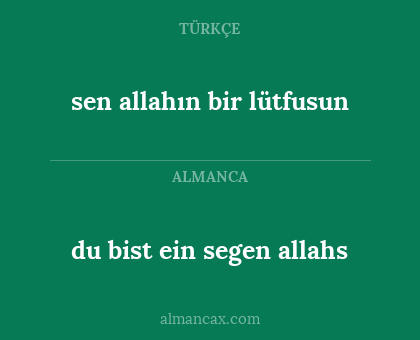 du bist ein segen allahs - sen allahın bir lütfusun