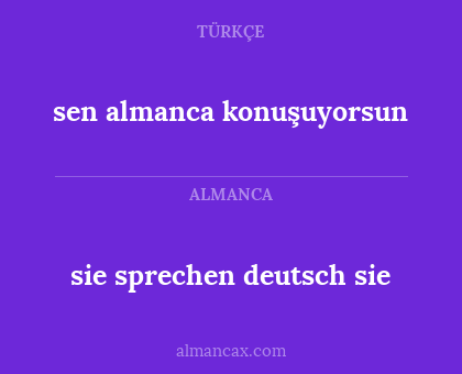 sen almanca konuşuyorsun - sie sprechen deutsch sie