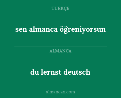 du lernst deutsch - sen almanca öğreniyorsun