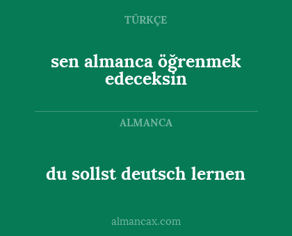 du sollst deutsch lernen - sen almanca öğrenmek edeceksin