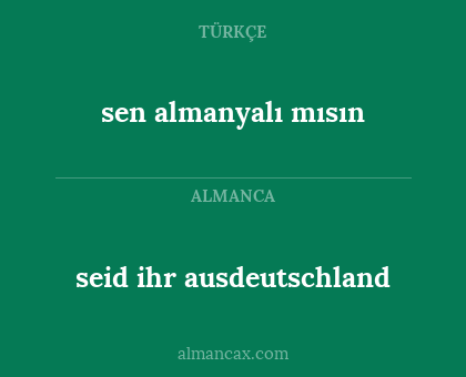 sen almanyalı mısın - seid ihr ausdeutschland