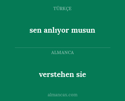 sen anlıyor musun - verstehen sie