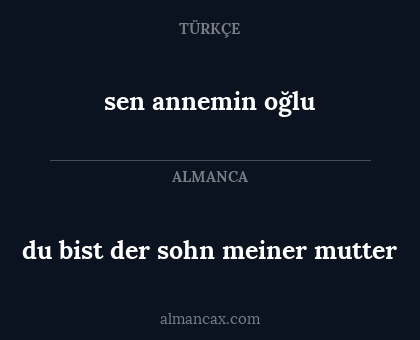 sen annemin oğlu - du bist der sohn meiner mutter