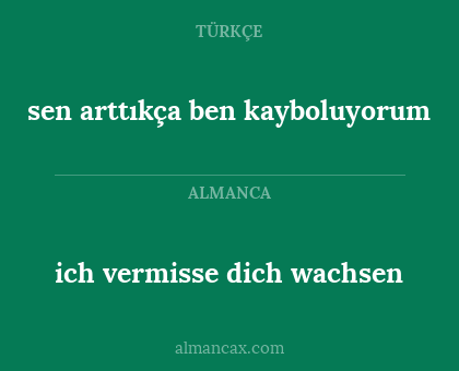 ich vermisse dich wachsen - sen arttıkça ben kayboluyorum