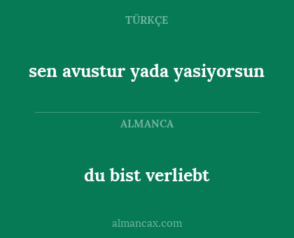du bist verliebt - sen avustur yada yasiyorsun