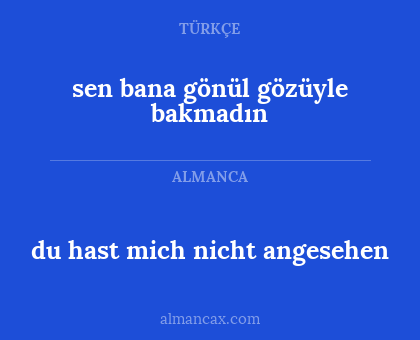 du hast mich nicht angesehen - sen bana gönül gözüyle bakmadın