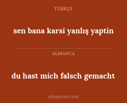 du hast mich falsch gemacht - sen bana karsi yanlış yaptin
