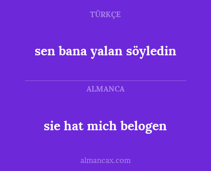 sie hat mich belogen - sen bana yalan söyledin
