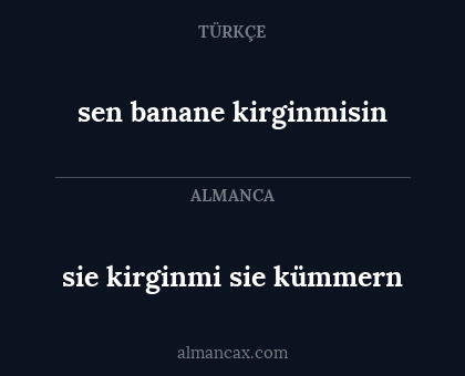 sie kirginmi sie kümmern - sen banane kirginmisin