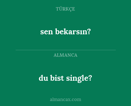 du bist single? - sen bekarsın?