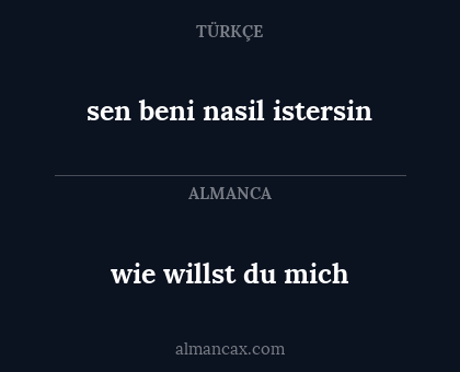 wie willst du mich - sen beni nasil istersin