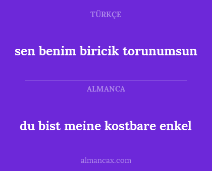 du bist meine kostbare enkel - sen benim biricik torunumsun