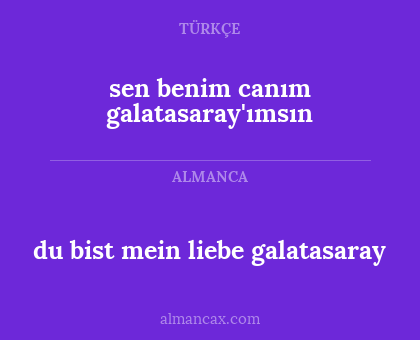 du bist mein liebe galatasaray - sen benim canım galatasaray'ımsın