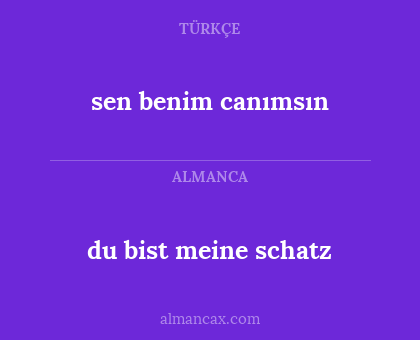 du bist meine schatz - sen benim canımsın