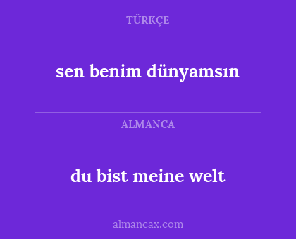 sen benim dünyamsın - du bist meine welt