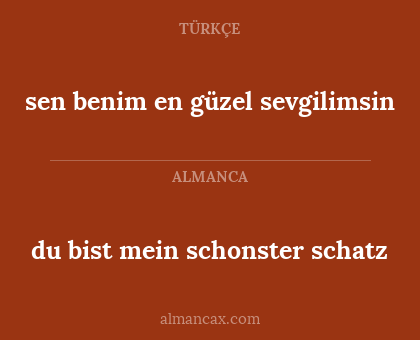sen benim en güzel sevgilimsin - du bist mein schonster schatz